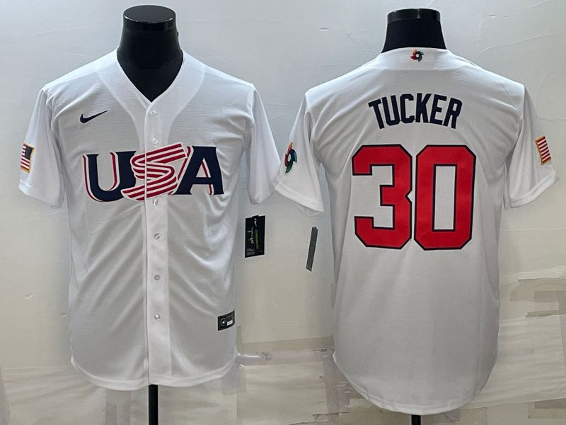 Men 2023 World Cub USA 30 Tucker White Nike MLB Jersey9